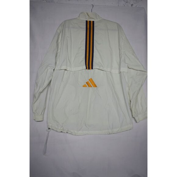 Vintage Adidas Windbreaker Jacket White & Yellow Stripe Logo Large - Picture 7 of 12